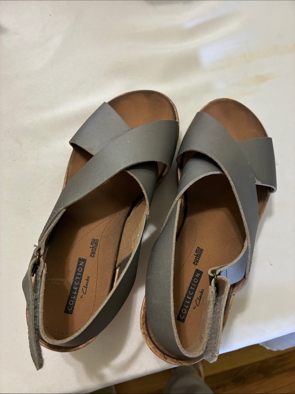 Clarks Gray Crossover Slingback Sandals